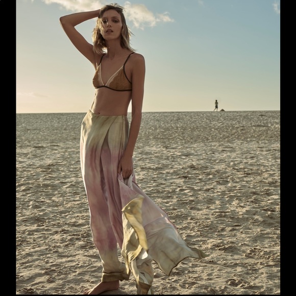 Zara satin effect tie dye wide leg wrap pants, premium quality - Picture 6 of 13